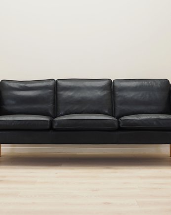 Sofa skórzana czarna, duński design, lata 70, produkcja: Hurup M, Przetwory design