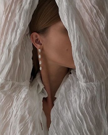Kolczyki srebrne Irregular Pearl Earrings / Long, Lile Things