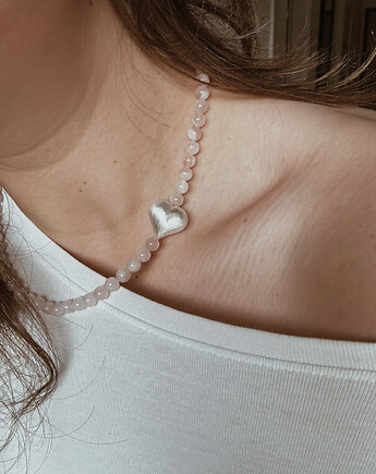 Naszyjnik Kwarc Różowy Serce, Chmolowska Jewellery