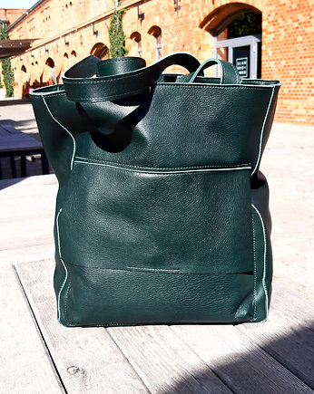 Zielona butelkowa skórzana torba, Łagoda