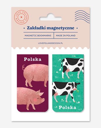 Zakładki Magnetyczne Świnka + Krowa, LOVE POLAND DESIGN