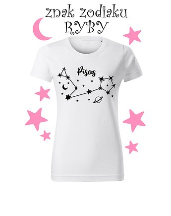 Twoja Magia Koszulka T-shirt ze znakiem zodiaku RYBY/ Folia Flex, HafnaHaft