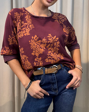 Bluza w kwiaty Borgogna, SOLO moda