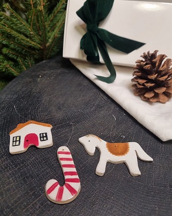 Zestaw 3 ręcznie malowanych zawieszek, krusz art