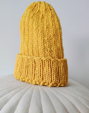 Wełniana żółta czapka WOOLLY YELLOW, Po.dziergane