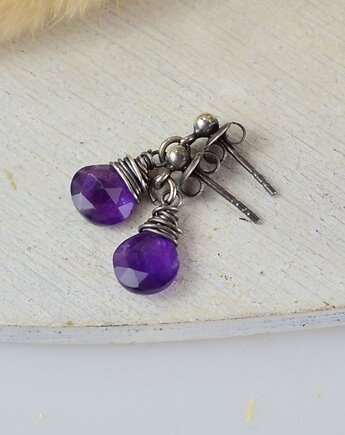 Ametyst krople - srebrne kolczyki, Sunflower Kornelia Kubinowska