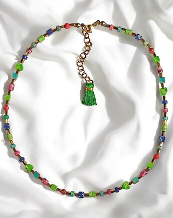 Choker wakacyjny : jaspis cesarski : multicolor II, kaktusia