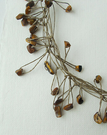 Tygrysie oko Naszyjnik lniany Unikat, galeria nuit