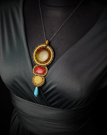 Wisior Cztery Kamienie- soutache, Mró Soutache