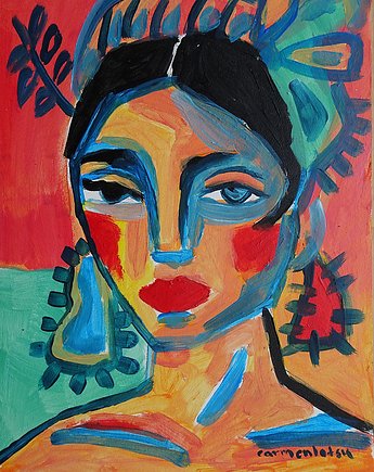 Obraz  ręcznie malowany do salonu portret hiszpańskiej dziewczyny, alice oil on canvas