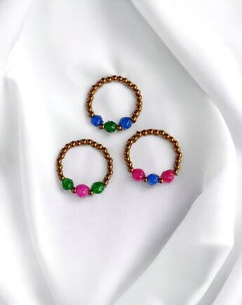 Pierścionek RAZEM TANIEJ! 3 pierścionki : golden summer : jadeit, hematyt, kaktusia