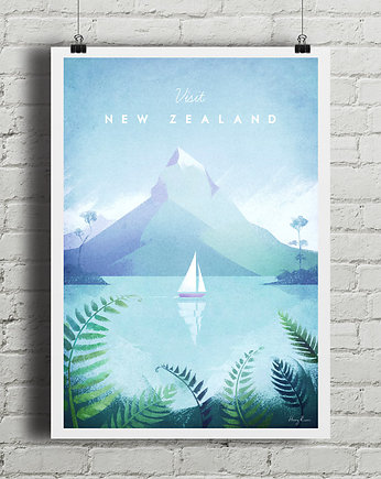Nowa Zelandia - vintage plakat, minimalmill