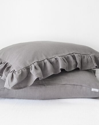 Lniana Poszewka Z Falbanką TRUE GRAY, so linen!