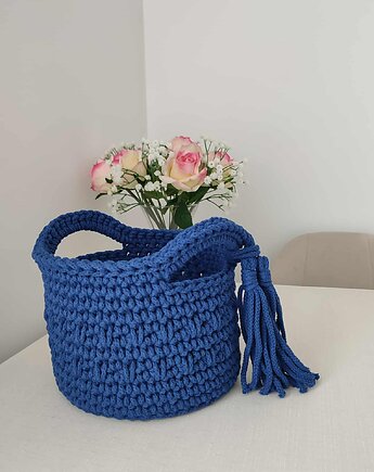 Koszyk szydełkowy ze sznurka bawełnianego 20cmx15cm, MISZ MASZ Dorota Tyszko