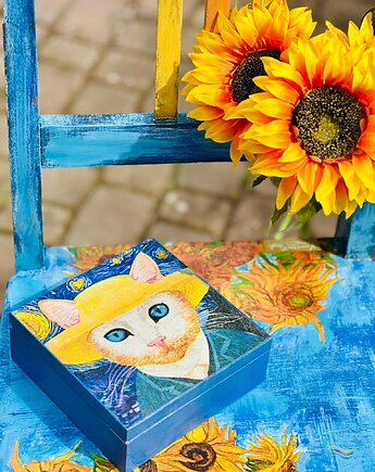 Kuferek dla miłośnika sztuki, Van Gogh, prezent, na biżuterię, Monique Art