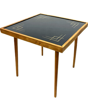 Stolik kawowy Alfred Busch, Niemcy lata 60., szkło & drewno bukowe, Good Old Things