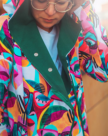 TWARZE długa bluza oversize z wzorzystej tkaniny, agagu