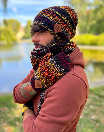 Męska czapka MERINO 50% ,,Ciemna jesień EXPLORER, Brain Inside