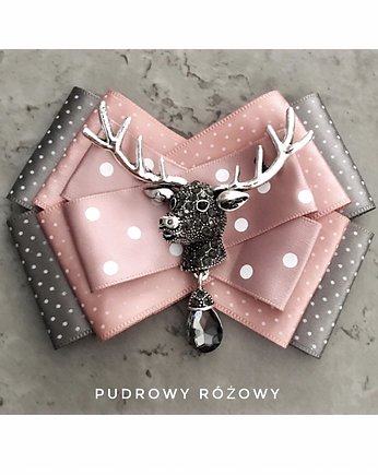 Brosza z Reniferem, kryształem i cyrkoniami New, Pudrowy Różowy