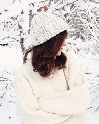 Zimowa czapka  handmade  beanie melanż, Mademoiselle Patrini