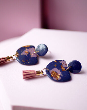 Kolczyki granat złoto z frędzlem, MODELINOVA