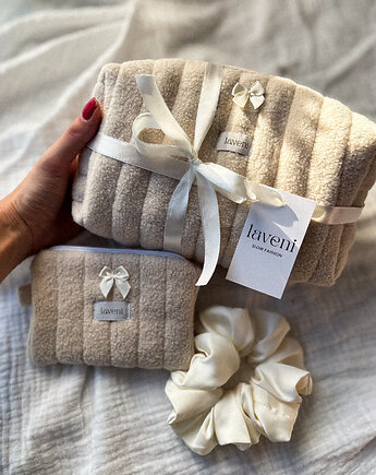 Zestaw Kosmetyczka & Portfelik & Scrunchie Soft Beige, Laveni