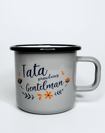 Prezent dla taty, kubek emaliowany szary 370 ml, DODUMU