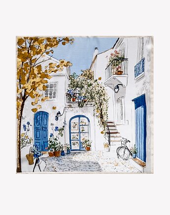 Mała apaszka damska jedwabna z motywem miasta 53 cm x 53 cm, ALLORA BE UNIQUE