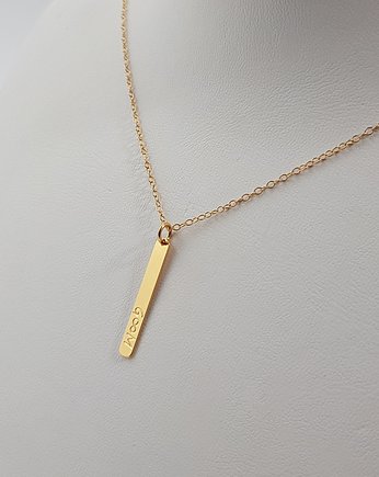 Pozłacana naszyjnik mała blaszka z grawerem, ZaNa Design