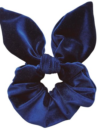 Gumka do włosów granatowa scrunchie welurowa z kokardą, StylowaPolka