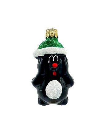 Bombka choinkowa: Krecik w czapce Świętego Mikołaja: zielony, Syn Bombkarza