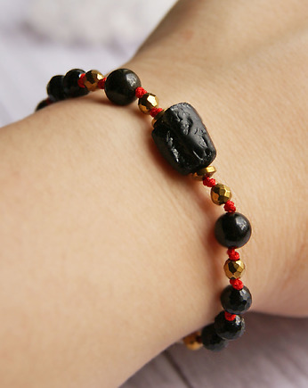 OCHRONNA bransoletka - turmalin, obsydian, kwarc, kaktusia