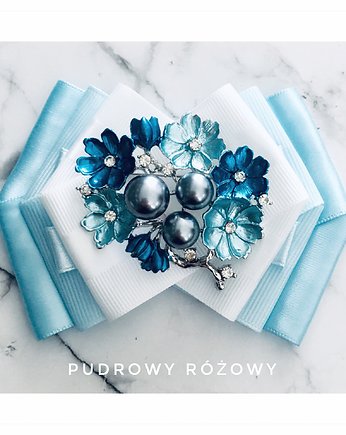 Brosza  Kwiatkami i perłami NEW, Pudrowy Różowy