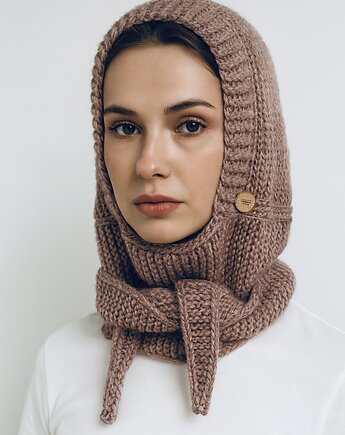 Balaclava kominiarka kaptur z szalikiem zamiast czapki, splotomaniaa