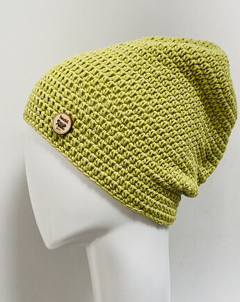 Czapka przejściowa cienka beanie smerf bawełna pistacja, splotomaniaa