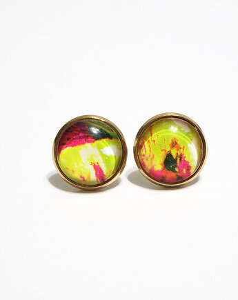 Kolczyki - Kanarkowe, fuksja - różowe złoto