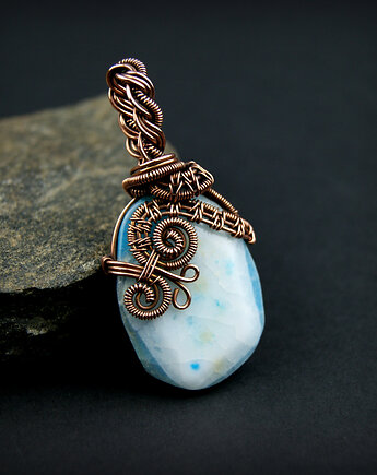 Dwustronny wisiorek z agatem, Blue Pearl Art