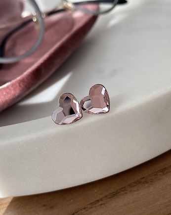 Kolczyki - kryształy Swarovski -Różane serca, Marisella
