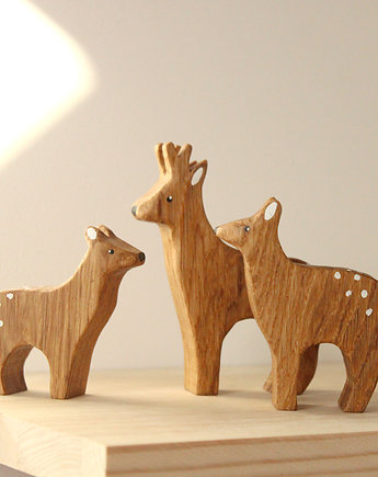 Rodzina saren - zestaw drewnianych zabawek - Leśne zwierzęta, Pszczoła i Niedźwiedź
