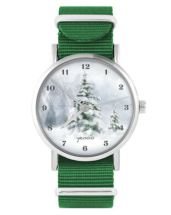 Zegarek - Zimowy, choinka - zielony, nylonowy, yenoo