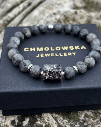 Bransoletka męska Larvikit szara, Chmolowska Jewellery