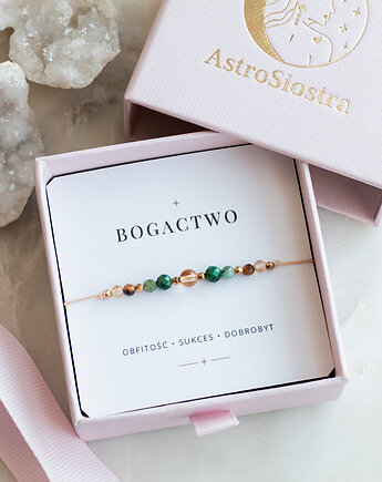 Bogactwo bransoletka Cytryn Malachit Szmaragd amulet talizman, AstroSiostra