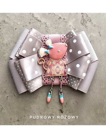 Brosza  z Myszką w stylu Pop Art, Pudrowy Różowy