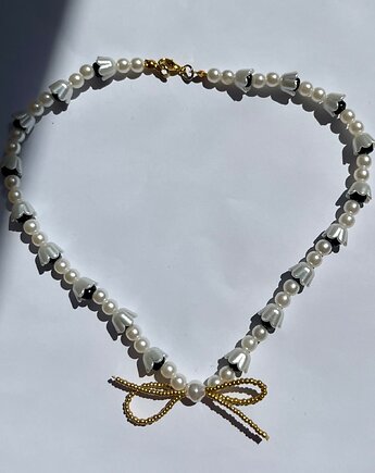 Perłowy choker z kokardką, Luna by Sisters