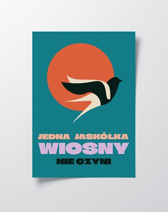Plakat kolorowy retro, jaskółka, DODUMU