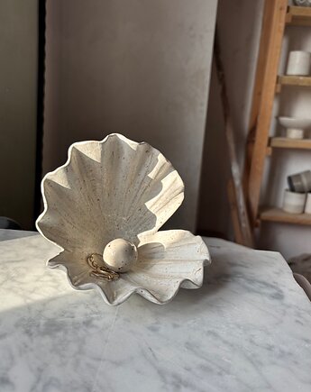 Ceramiczna Muszla Muszelka Skarbiec z Perłą na Biżuterię Milky Romantic, Maison Fragile