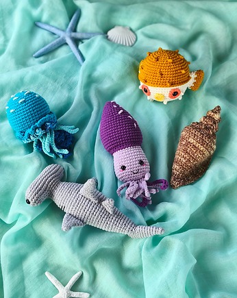 Zestaw morskich zwierząt (5 szt), Gra edukacyjna, Prezent dla dziecka, EcoToysByNastya
