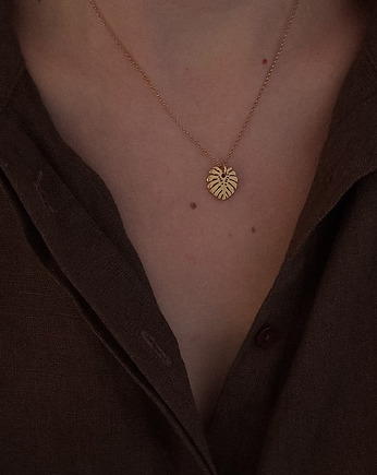 Naszyjnik Złocony Listek Monstera Limitowana, Vander jewelry