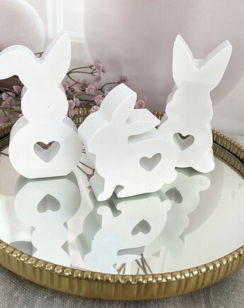 Zestaw ozdobnych zajączków/ królików z gipsu dekoracyjnego, Coccola JEWELLERY