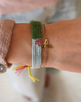 Wąska bransoletka handmade wiązana na supełek, Słońcem Tkane
